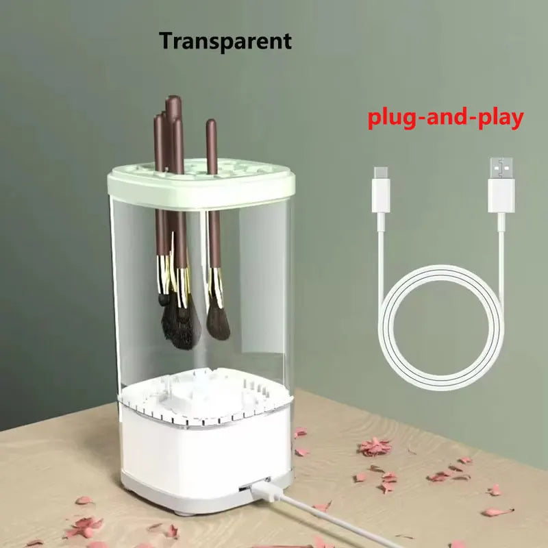 Electric Makeup Brush Cleaner Machine | 6500 RPM Portable Brush Cleaning Machine QXL Transparent