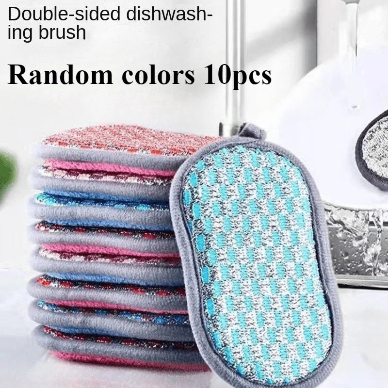 10-Pack Double-Sided Kitchen Sponge Scrubber Set Kitchen Sponge Scrubber QXL Random colors 10pcs