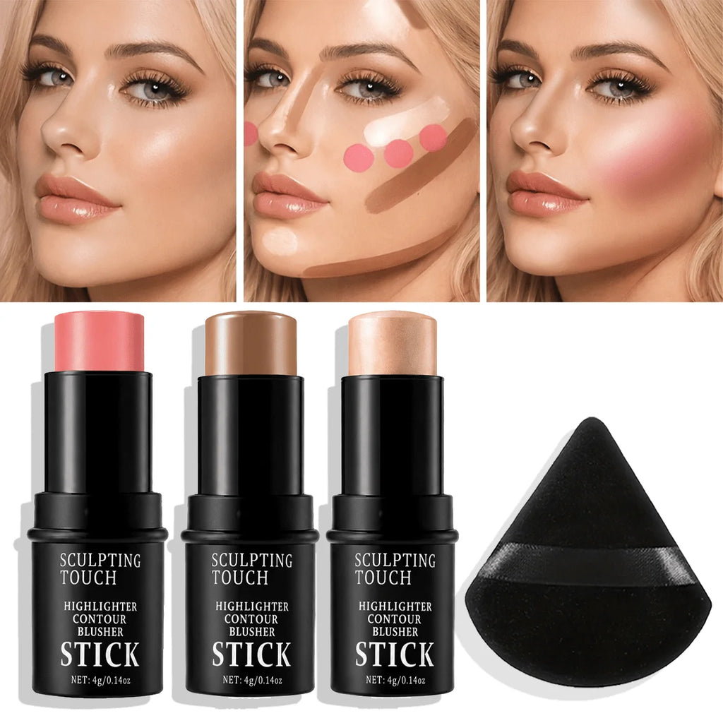 4-Pc Face Sculpting Kit | Blush, Contour & Highlighter Sticks Face Sculpting Kit QXL