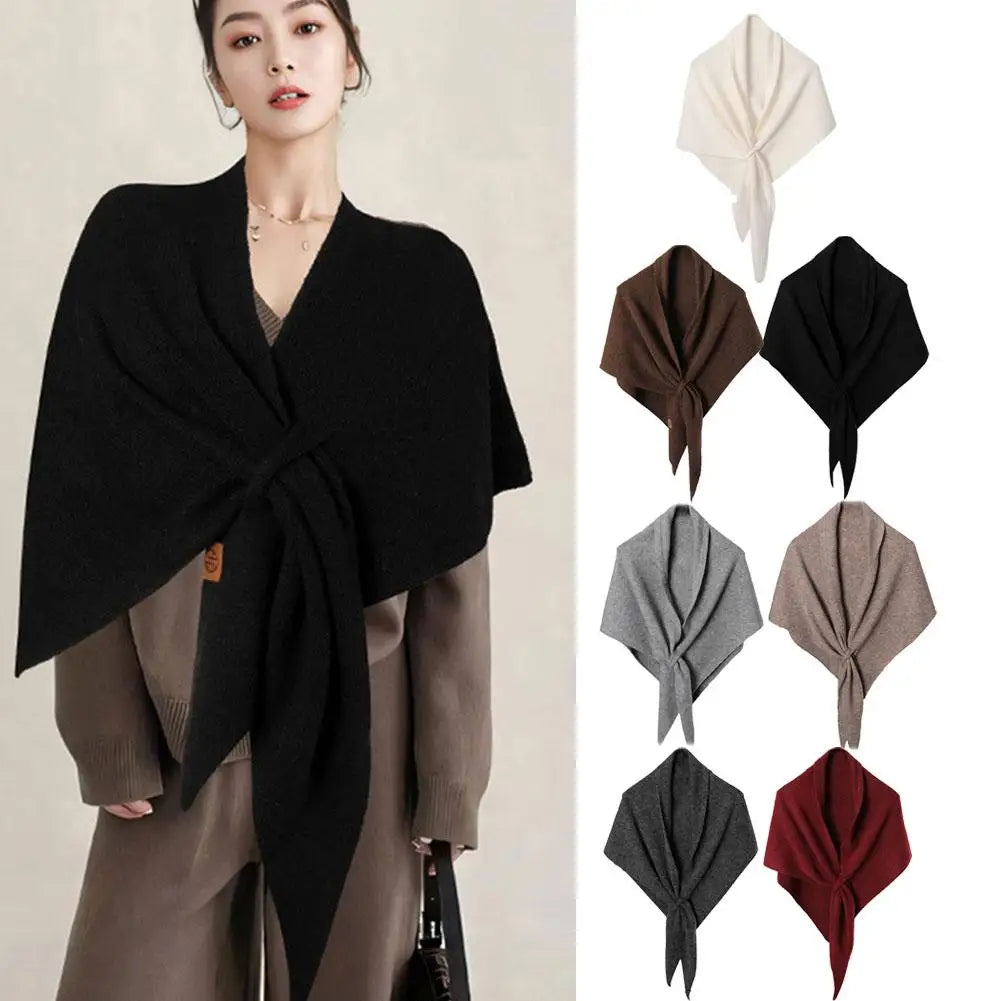 Women's Wool Blend Triangular Shawl | Large Winter Wrap Wrap Shawl Scarf QXL