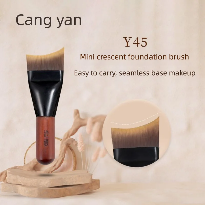 Crescent Mini Foundation Brush | Non-Absorbent Makeup Tool Foundation Brush QXL Cangyan Y45 Mini