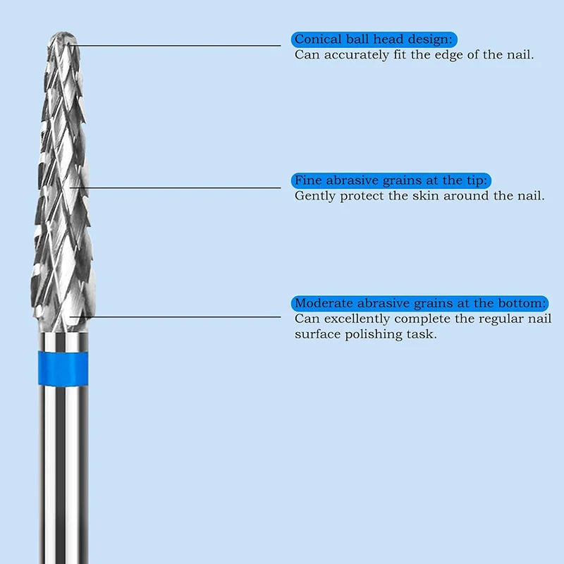 3/32 Conical Tungsten Carbide Nail Drill Bit – Medium Grit Nail Drill Bit QXL