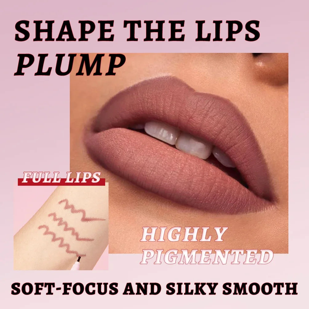 QiBest Matte Liquid Lip Liner | Waterproof Long-Lasting Contour Lip Liner Pencil QXL