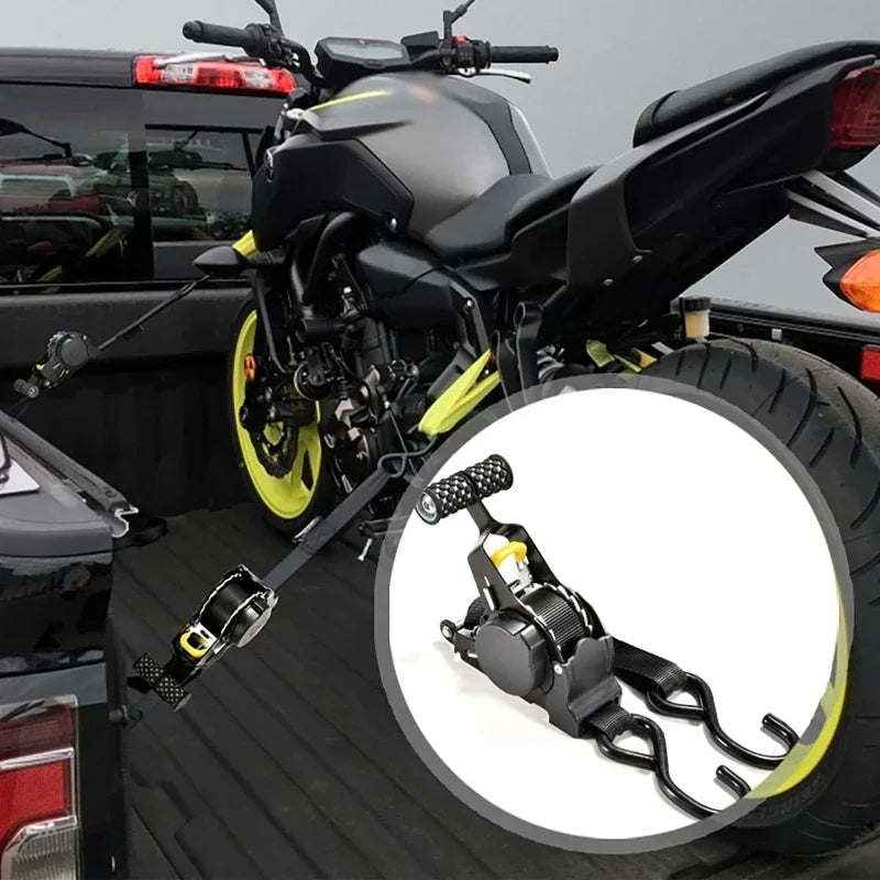 Retractable Auto Ratchet Strap 680KG | Motorcycle Tie-Down Ratchet Tie-Down Strap QXL