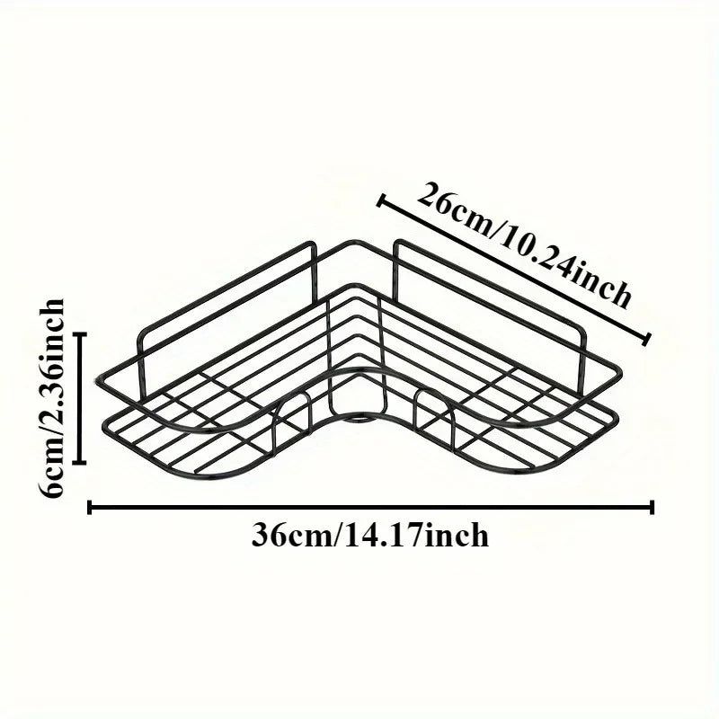 Punch-Free Corner Bathroom Shelf | Iron Tripod Storage Stand Bathroom Corner Shelf QXL