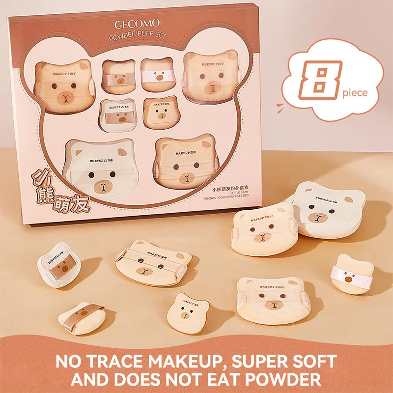 GECOMO 8-Pc Powder Puff Set | Air Cushion Makeup Sponge Gift Makeup Powder Puff Set QXL G2213