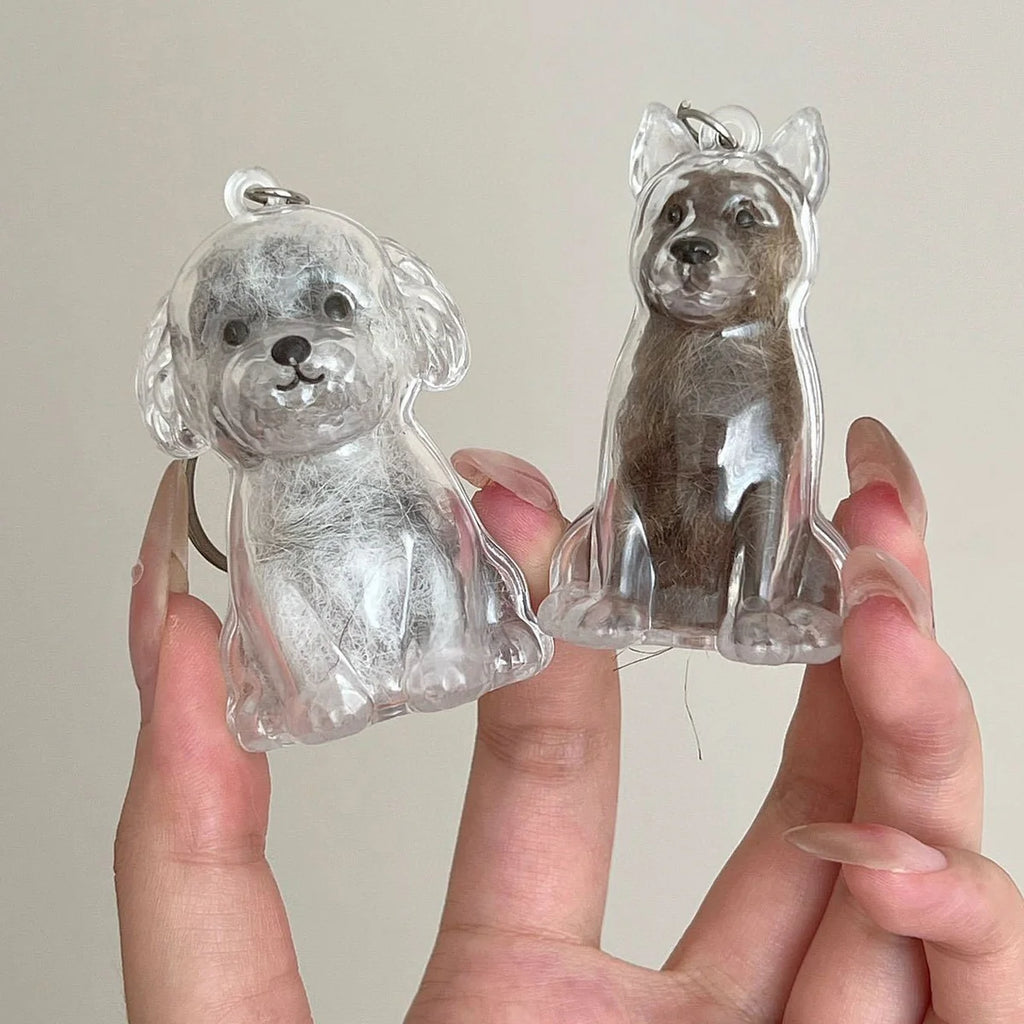 Dog Pet Hair Storage Keychain | Cute PVC Breed Design Gift Pet Keepsake Keychain QXL