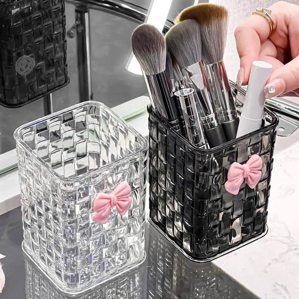 Transparent Bowknot Makeup Brush & Cosmetic Organizer Cosmetic Organizer QXL