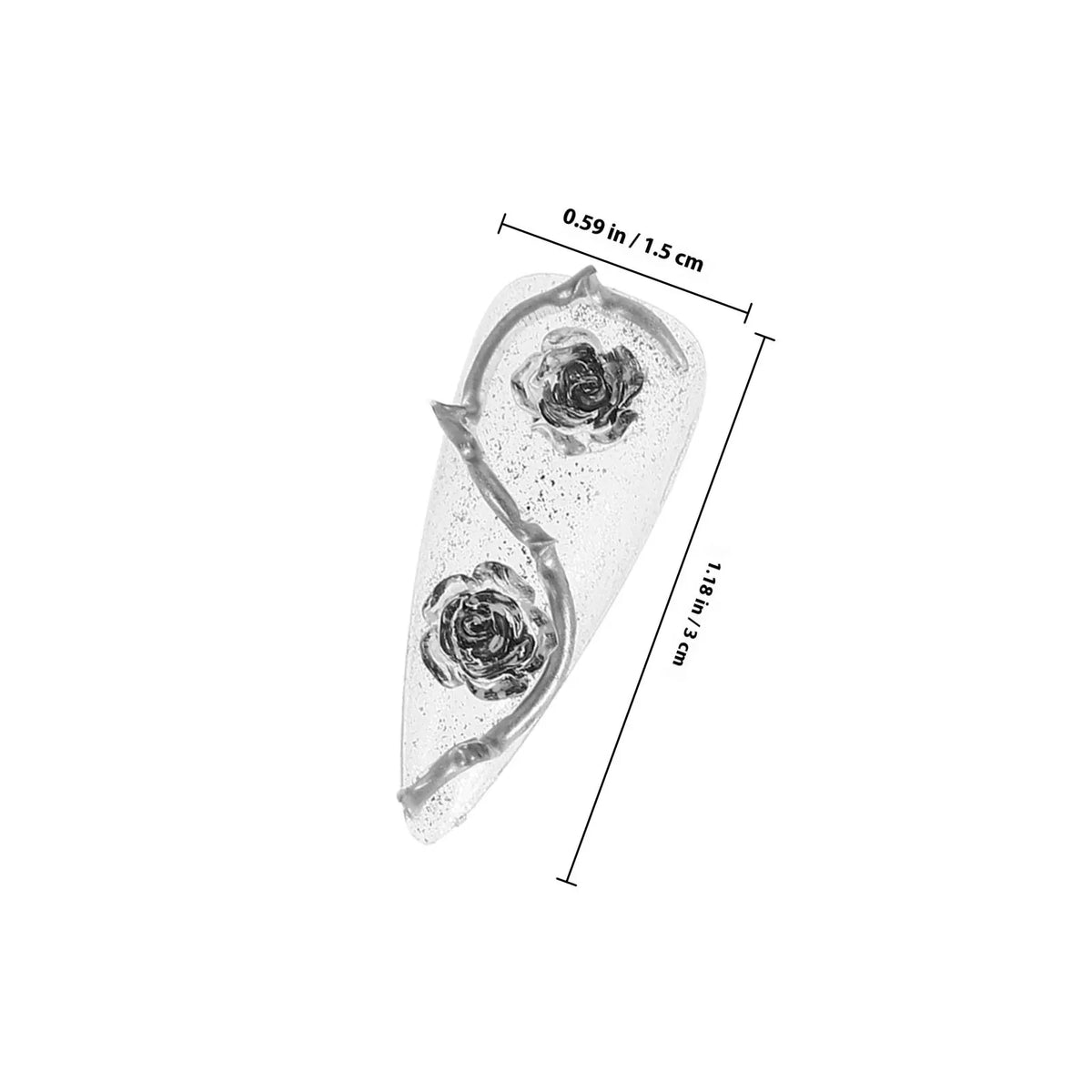 Metal Rose Teardrop Press-On Nails | Clear Reusable Tips Press-On Nail Tips QXL