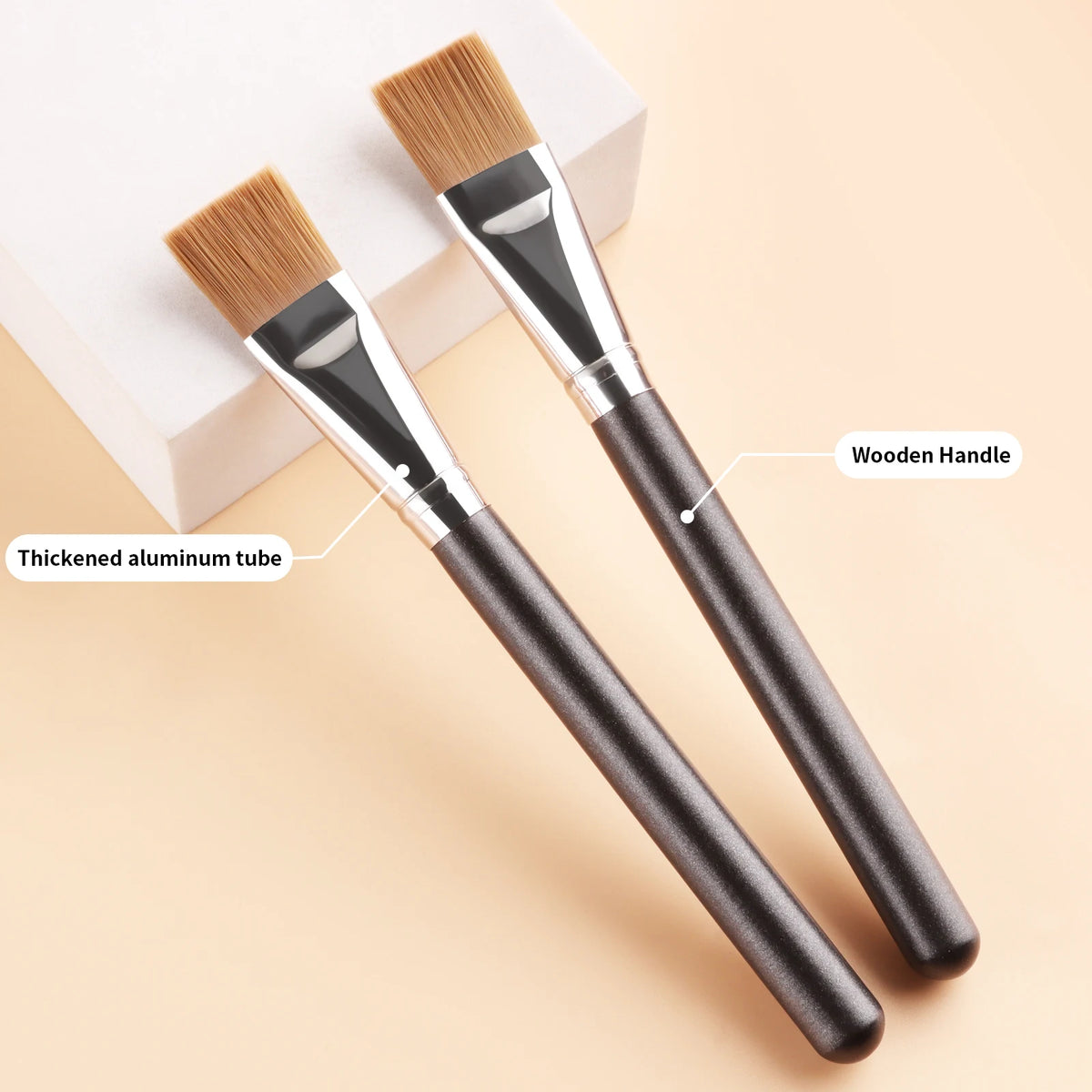 2-Pack Flat Foundation Brushes | Soft Synthetic Applicator Set Foundation Makeup Brush QXL
