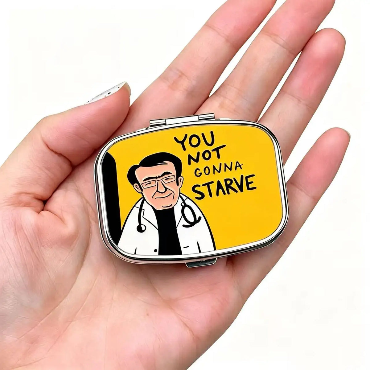 Funny Meme 2-Compartment Pill Box | Vitamins & Supplement Case Novelty Pill Case QXL