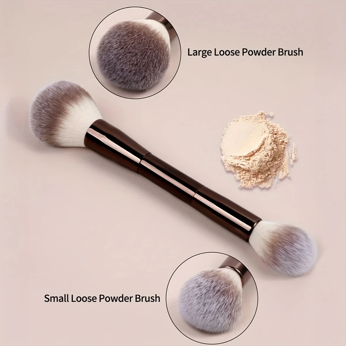 2-Pc Double-Ended Makeup Brush Set | Powder & Blush Makeup Brush Set QXL