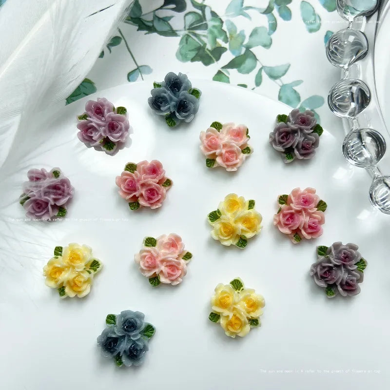 Kawaii Rose Resin Nail Charms | 3D Flower Nail Decorations Nail Art Charms QXL