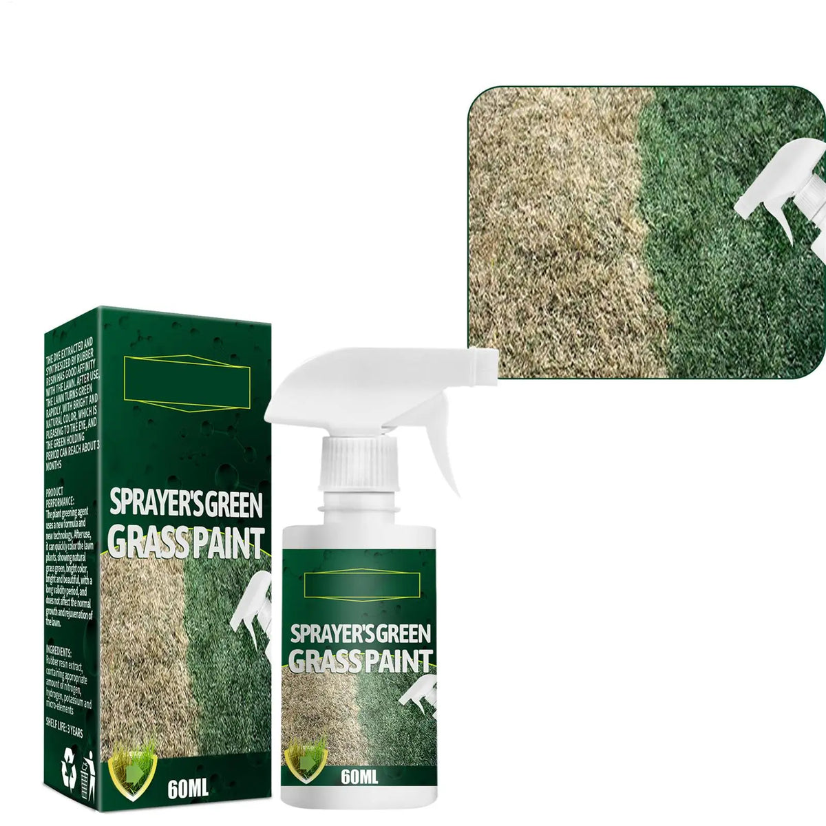 60ml Lawn Green Spray Paint | Pet-Safe Turf Dye Lawn Turf Dye Spray QXL