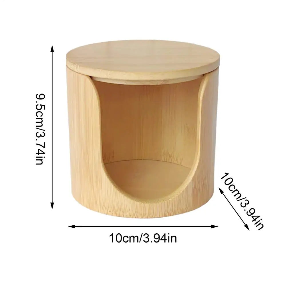Round Wooden Cotton Pad Holder & Makeup Organizer Box Makeup Storage Organizer QXL wood