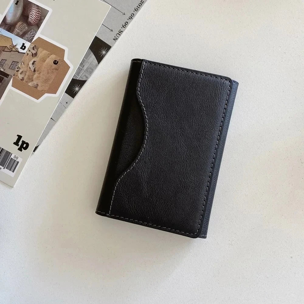Magnetic PU Leather Business Card Holder Wallet – Unisex Business Card Holder QXL black
