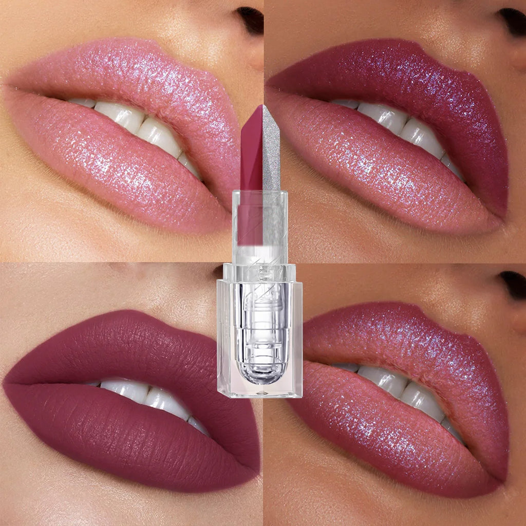 Glitter Two-Tone Matte Lipstick | High-Pigment Lip Glaze Matte Lip Glaze QXL