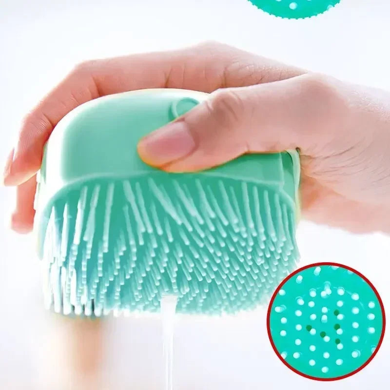 Silicone Pet Bath Brush with Hook | Dogs & Cats Grooming Pet Grooming Brush QXL
