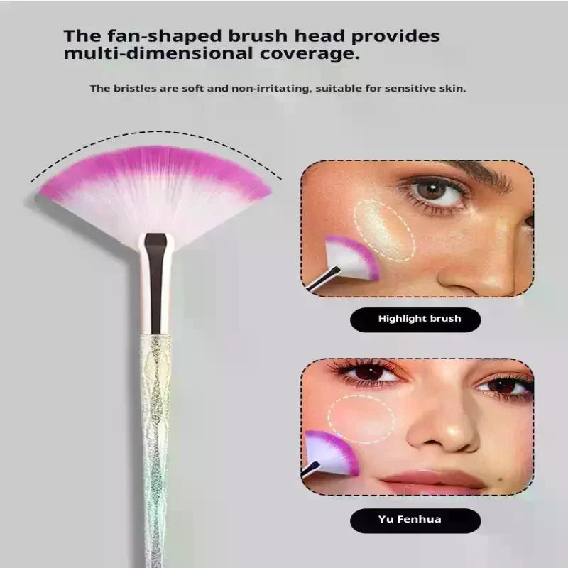 YOVIP Fan Highlighter Brush | Soft Powder & Blush Makeup Tool Fan Makeup Brush QXL