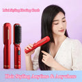 Wireless Negative Ion Hair Straightener & Curling Comb | LED Screen Cordless Hair Styler QXL Red