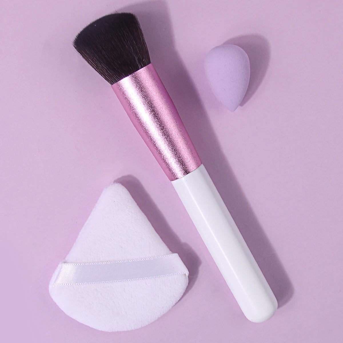 KOSSHOW 3-Piece Makeup Set – Blush Brush, Sponge & Puff Makeup Brush Set QXL