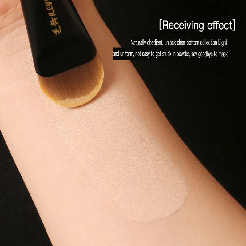 S91 Flat Round Foundation Brush | Sandalwood & Pearl Handle Foundation Brush QXL