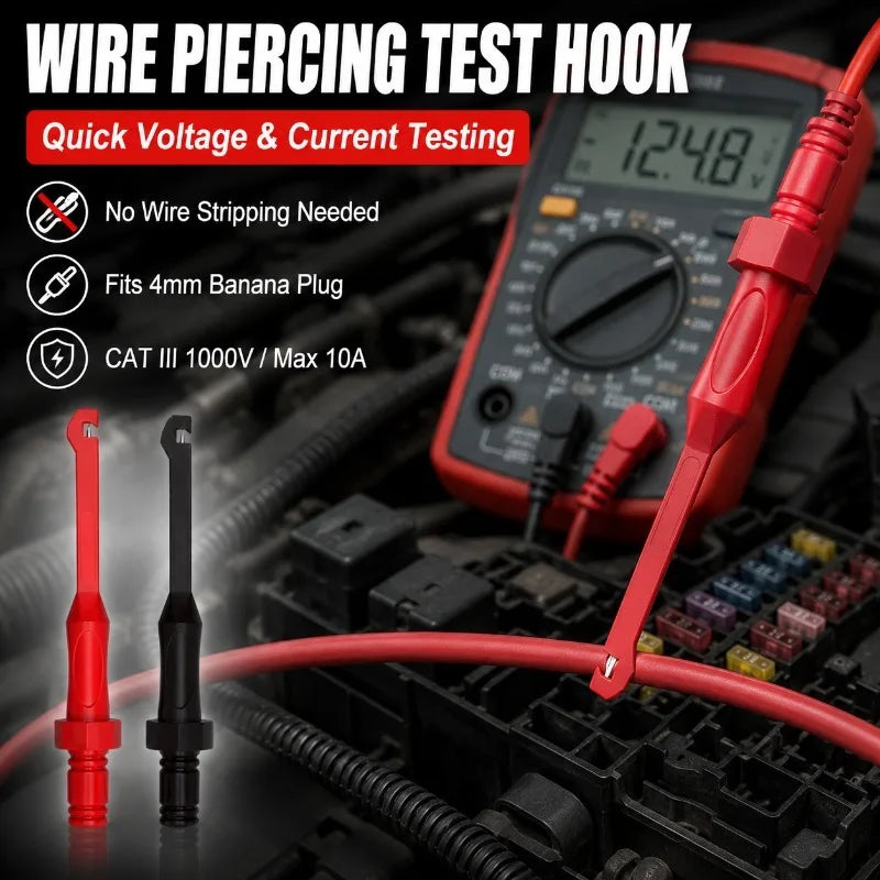 Wire Piercing Test Hook Probe 4mm Banana Plug CAT III 1000V Multimeter Test Probe QXL