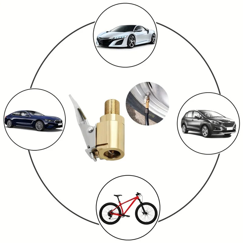 Brass Locking Tyre Air Chuck Clip Adapter | Leak-Proof Inflator Tyre Air Chuck Adapter QXL