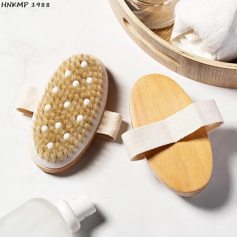 2-in-1 Natural Bristle Dry Body Brush | Exfoliating Massager Dry Body Brush QXL