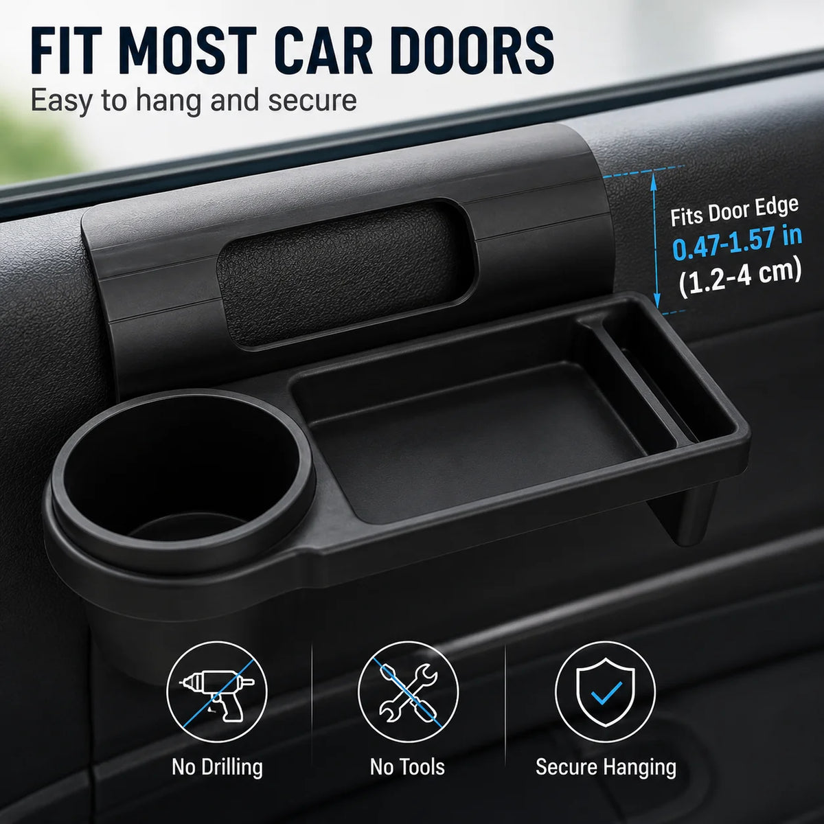 Car Door Cup Holder Organizer Rack – No-Drill Storage Car Door Organizer QXL