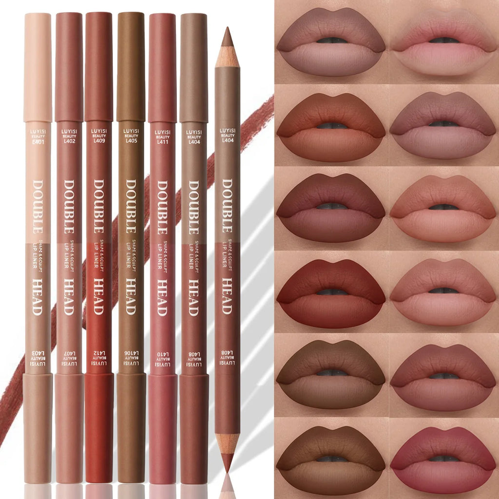 Double-Ended Matte Waterproof Lip Liner Pen | 6 Shades Lip Liner Pen QXL