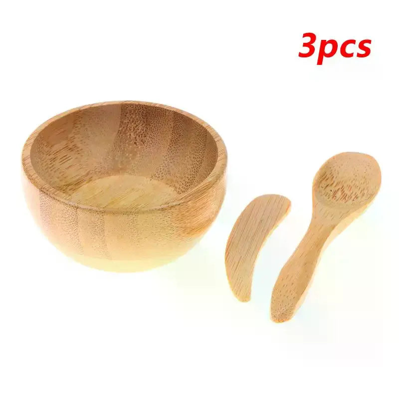 Bamboo DIY Face Mask Mixing Bowl Set – Spoon & Stick Kit Face Mask Tool Set QXL