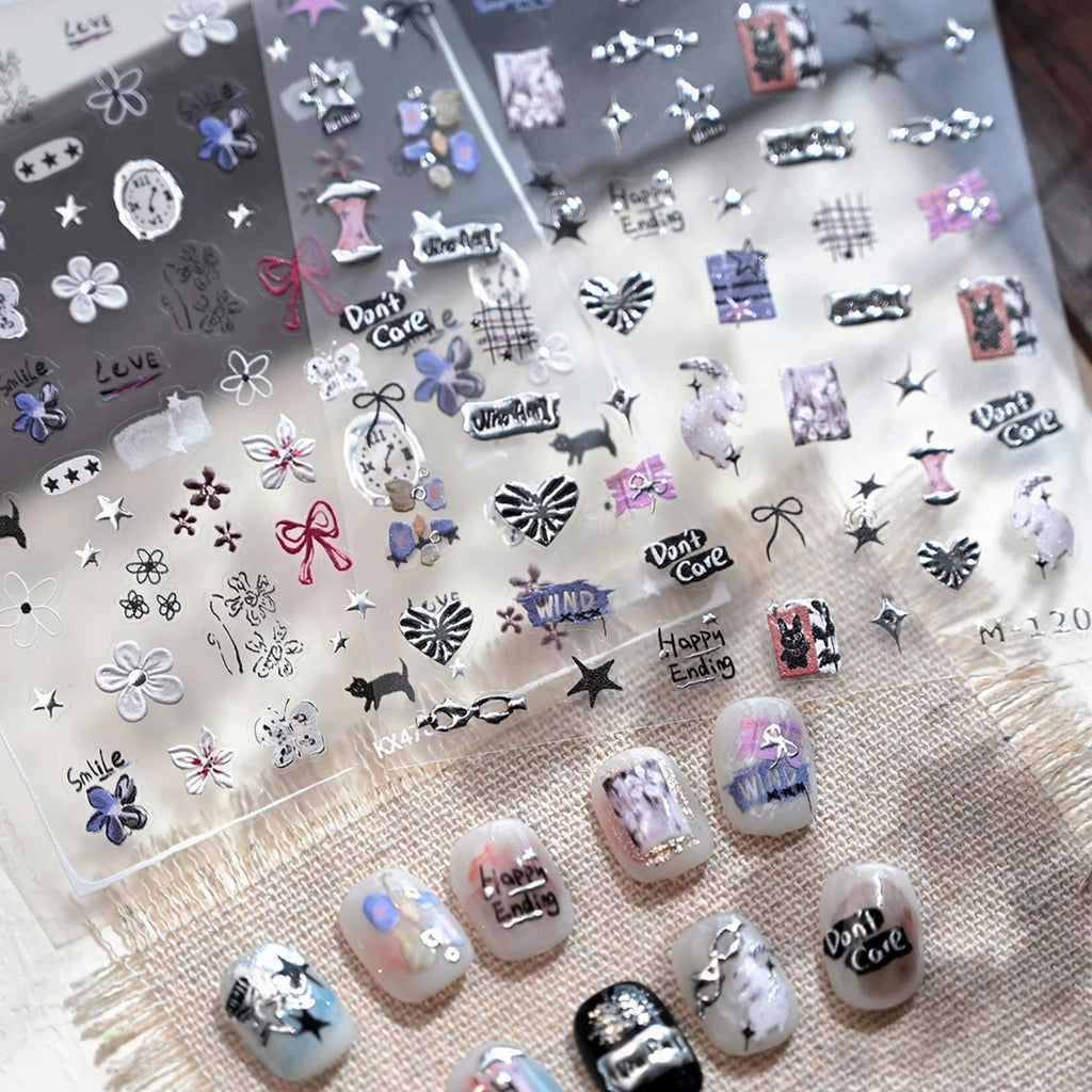 5D Self-Adhesive Nail Stickers & Manicure Decal Sheet Nail Art Stickers QXL