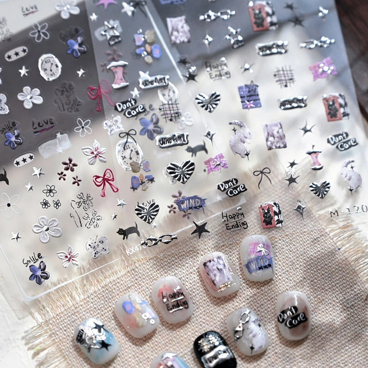 5D Self-Adhesive Nail Stickers & Manicure Decal Sheet Nail Art Stickers QXL
