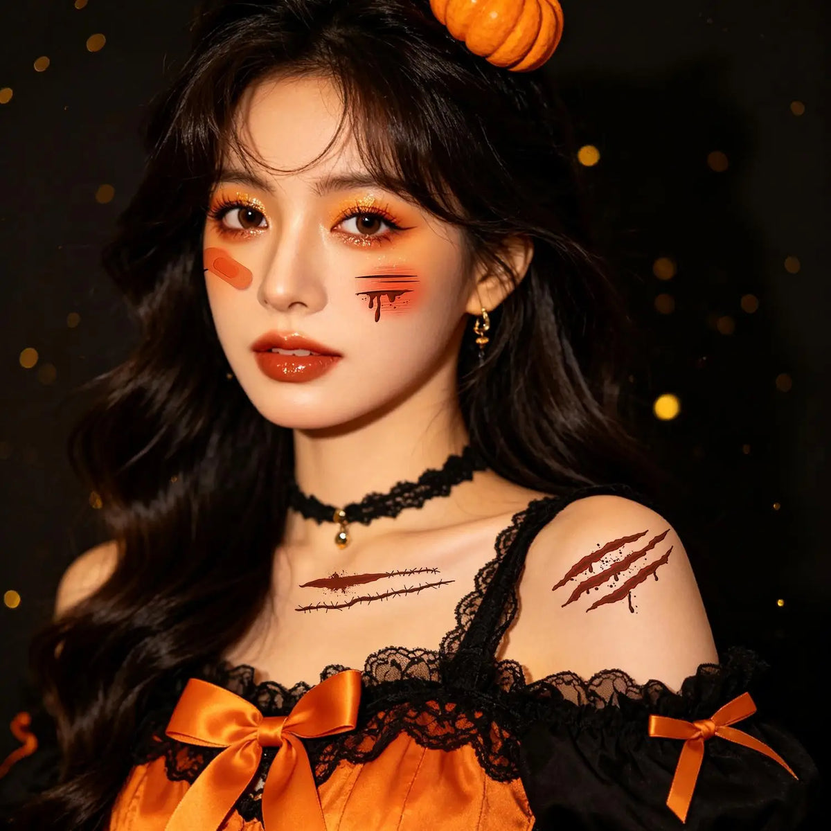 10-Pack Halloween Scar Temporary Face Tattoo Stickers | Cosplay Temporary Tattoo Stickers QXL