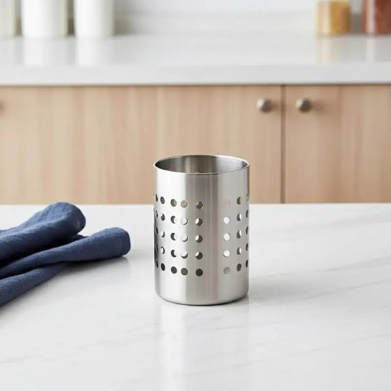 Stainless Steel Cylindrical Cutlery & Chopstick Holder Utensil Holder QXL