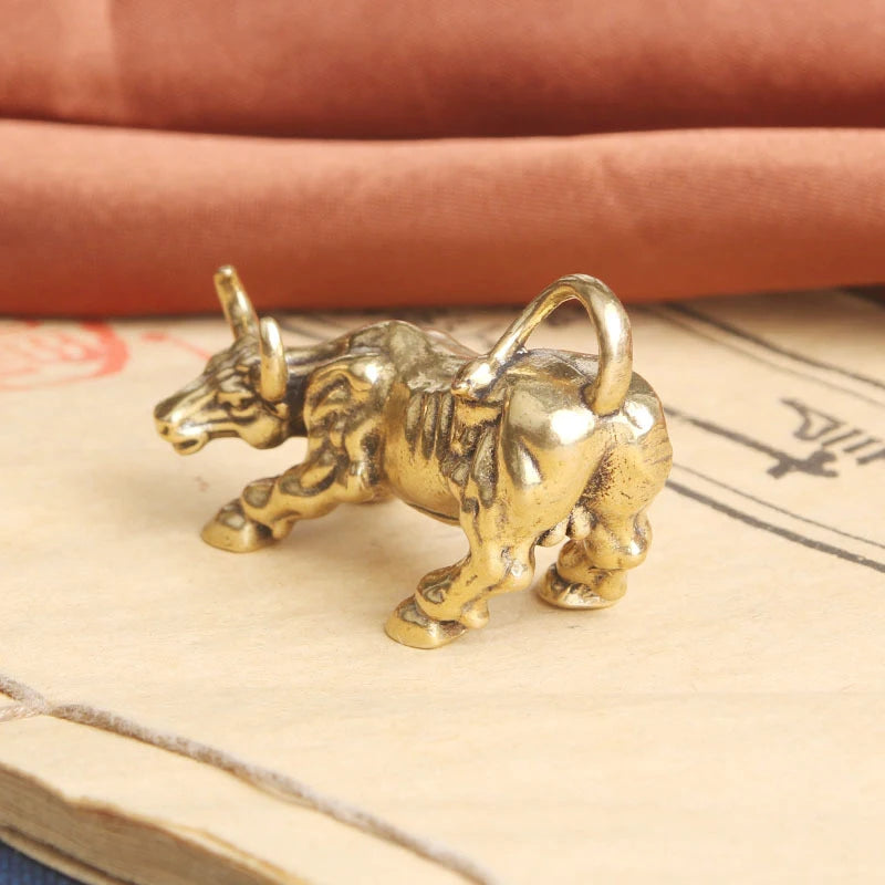 Brass Bull Wall Street Copper Cattle Sculpture Office Gift Copper Bull Sculpture QXL