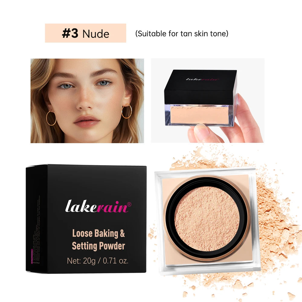 Lakerain Loose Setting Powder – Matte Oil Control, 20g Loose Setting Powder QXL 3 Nude