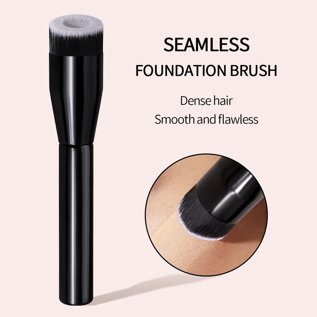 KOSSHOW Flat Top Foundation Brush | Streak-Free Wooden Handle Foundation Makeup Brush QXL black