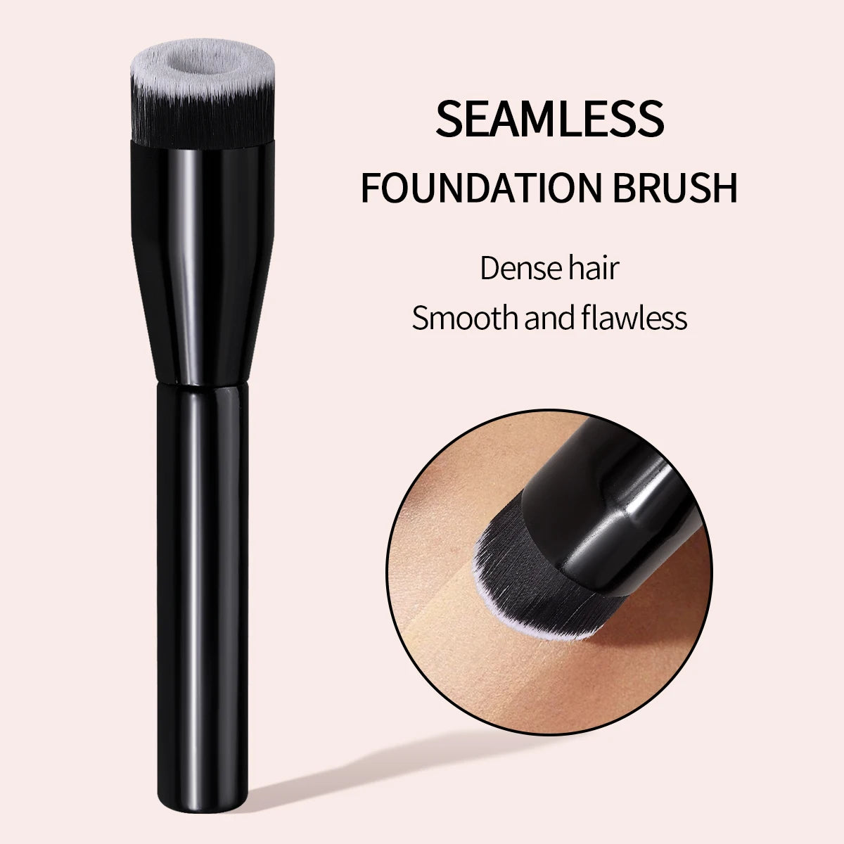 KOSSHOW Flat Top Foundation Brush | Streak-Free Wooden Handle Foundation Makeup Brush QXL black