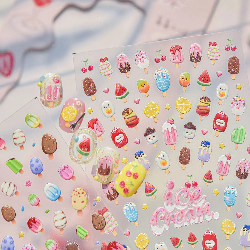 5D Summer Nail Stickers – Ice Cream & Glaze Decals | NAILFYOU Nail Art Stickers QXL