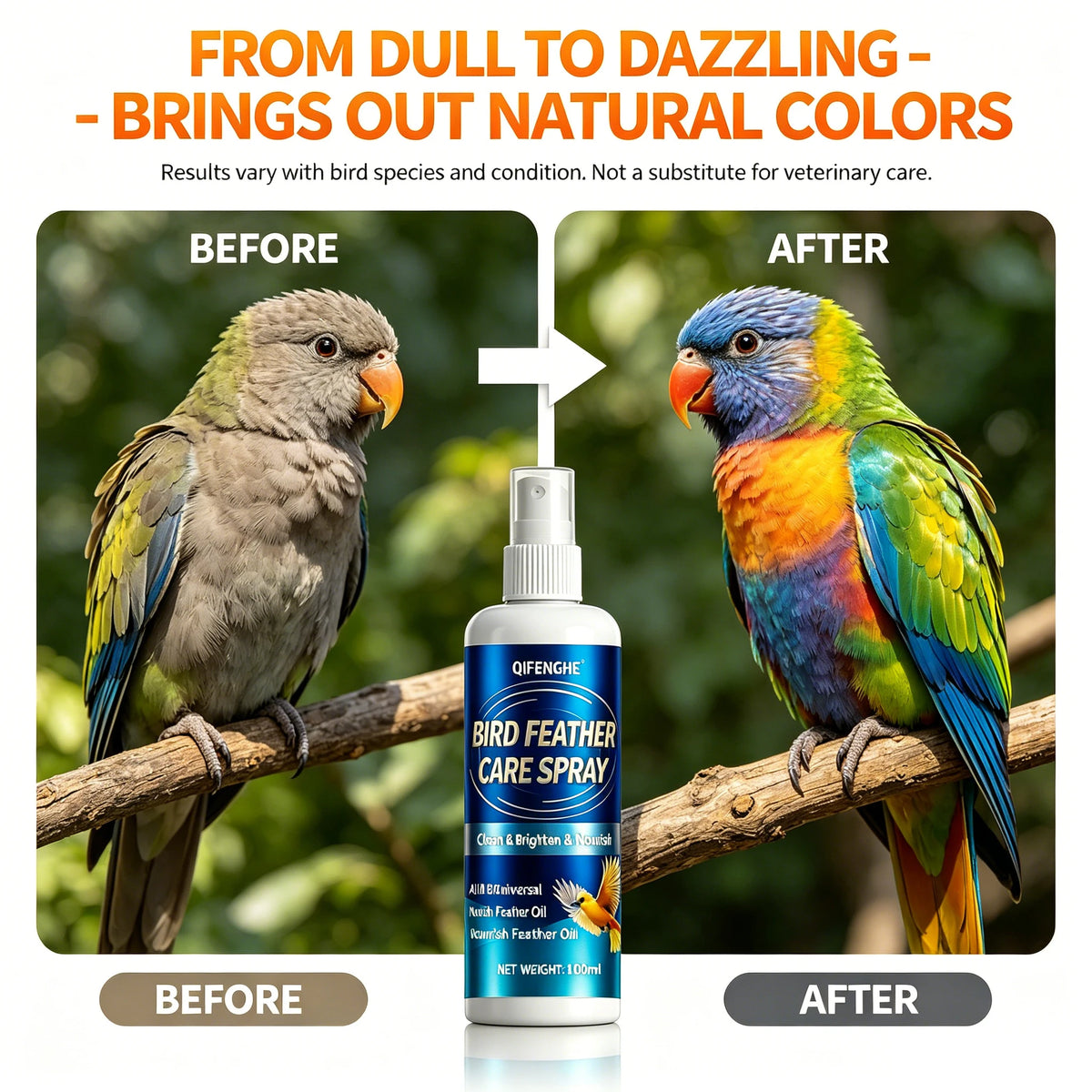Bird Feather Care Spray – Cleans, Brightens & Nourishes Bird Grooming Spray QXL