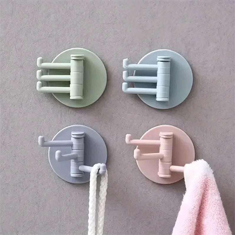 3-Arm Rotatable Self-Adhesive Wall Hooks | No-Drill Sticky Hook Self-Adhesive Hook QXL