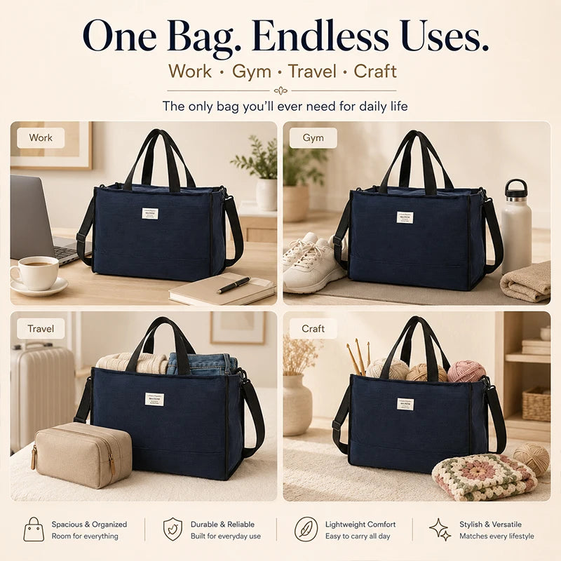 Corduroy Tote Bag | Adjustable Shoulder Strap | Travel & Gym Corduroy Tote Bag QXL