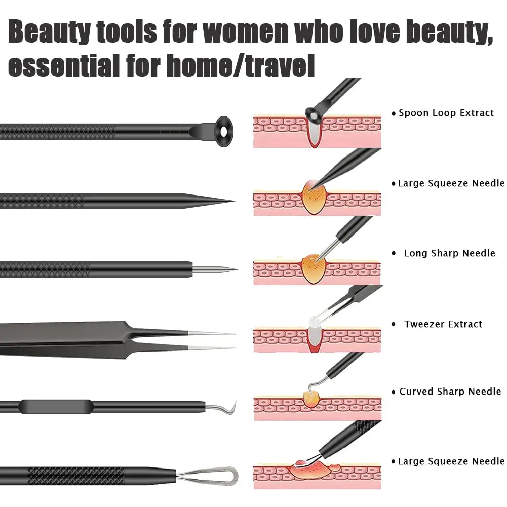 6-Piece Stainless Steel Blackhead Removal Tool Set Blackhead Extraction Kit QXL