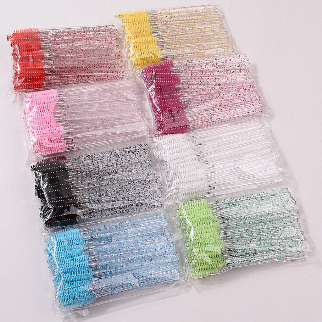 50-Pack Crystal Spiral Eyelash Brushes & Eyebrow Combs Eyelash Brush Set QXL
