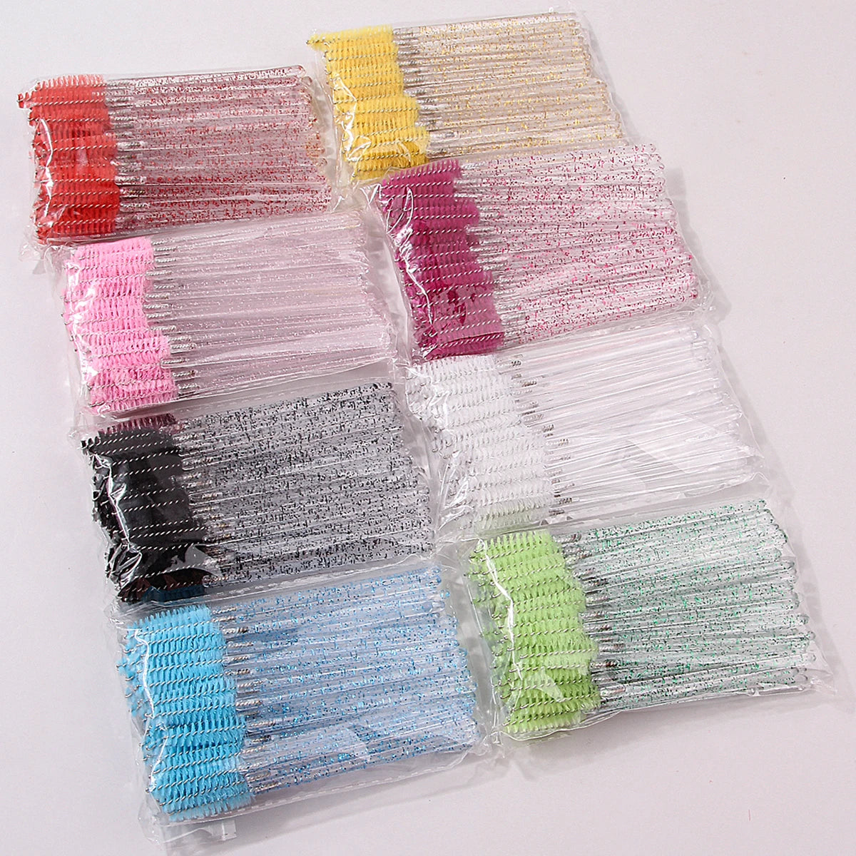 50-Pack Crystal Spiral Eyelash Brushes & Eyebrow Combs Eyelash Brush Set QXL