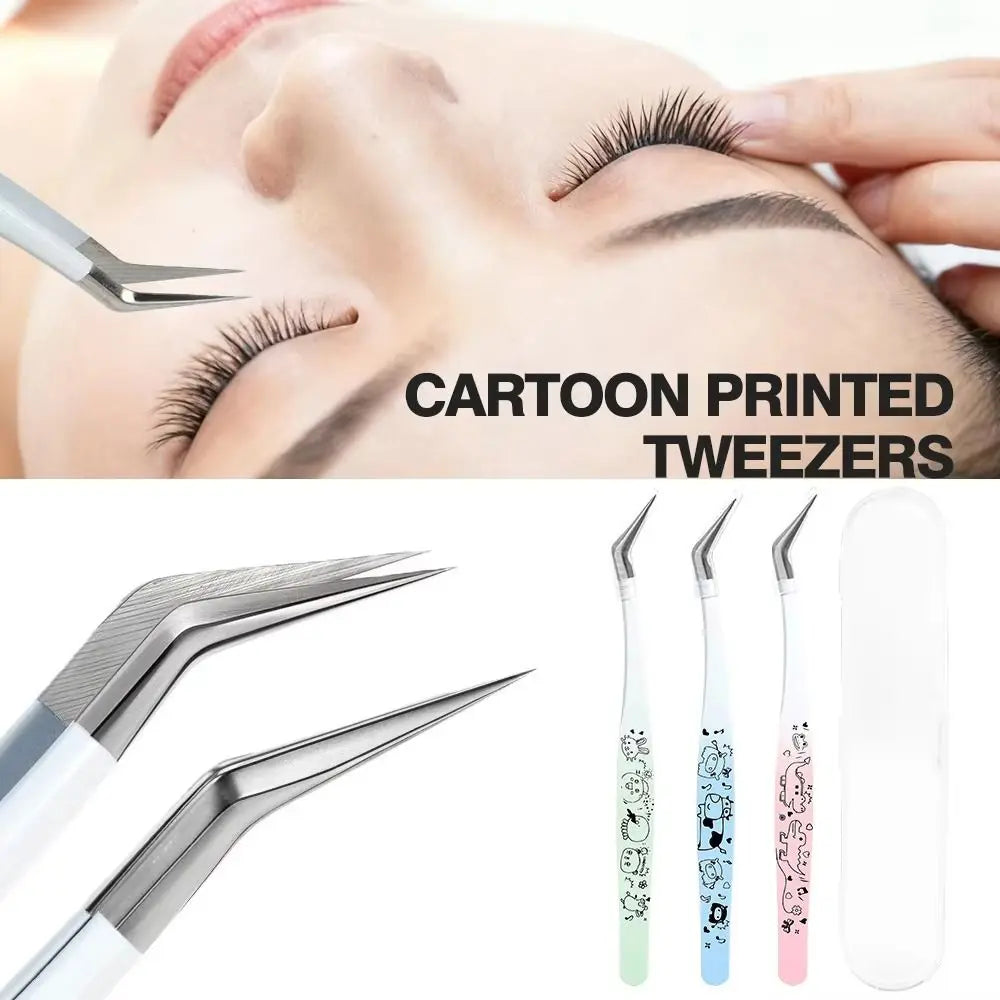 Cartoon Curved Stainless Steel Tweezers | Lash Extension Tool Lash Extension Tweezer QXL