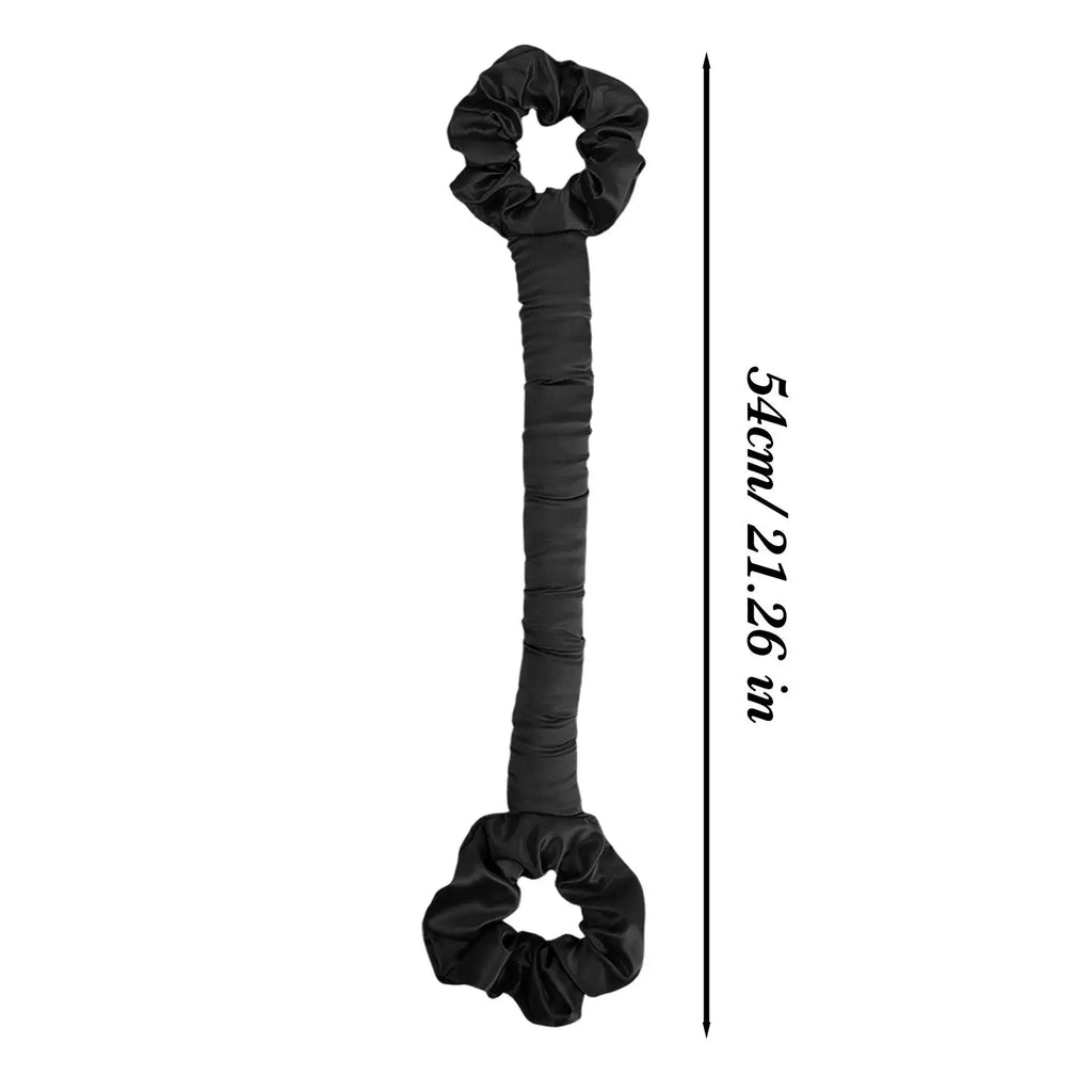 Satin Heatless Hair Curler Rod with Scrunchie | Overnight Curls Heatless Hair Curler QXL Black