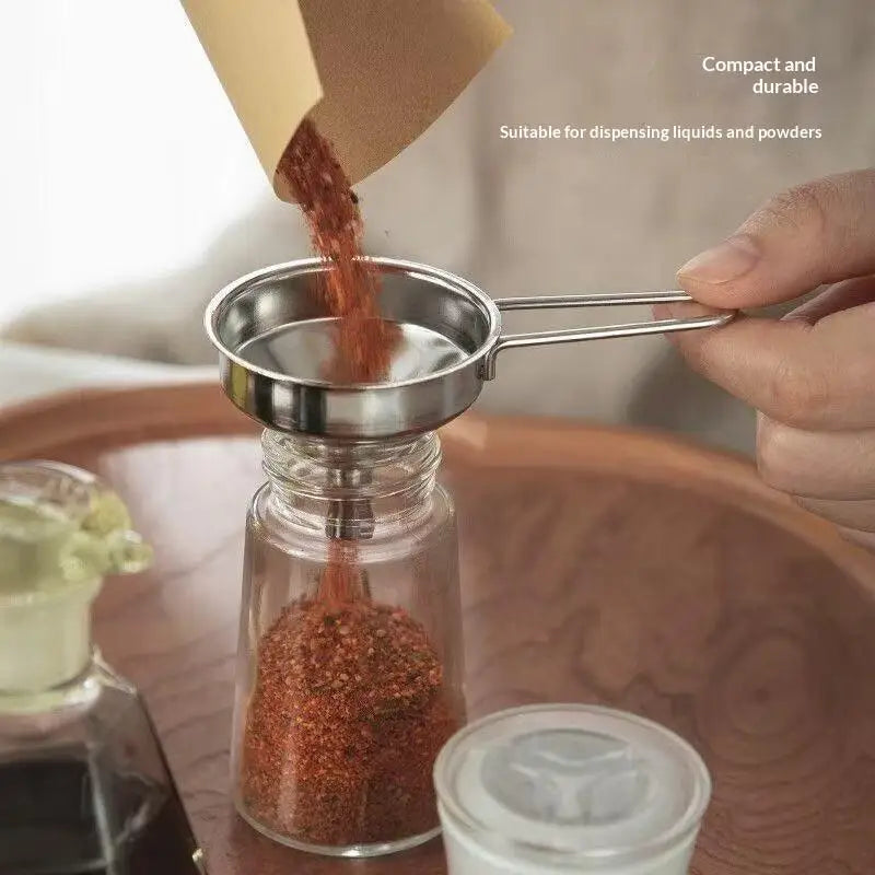 Stainless Steel Funnel with Handle | Small Metal Bottle Funnel Kitchen Funnel QXL